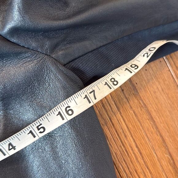 Muubaa lamb leather navy draped zipper jacket 6 - Picture 9 of 16